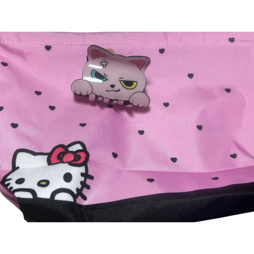 Fairy zz & Hello Zitty Pink Pouch 10"x6.5"x2.5" w Pink Kitty Hair Clip 2.5"x1.5"